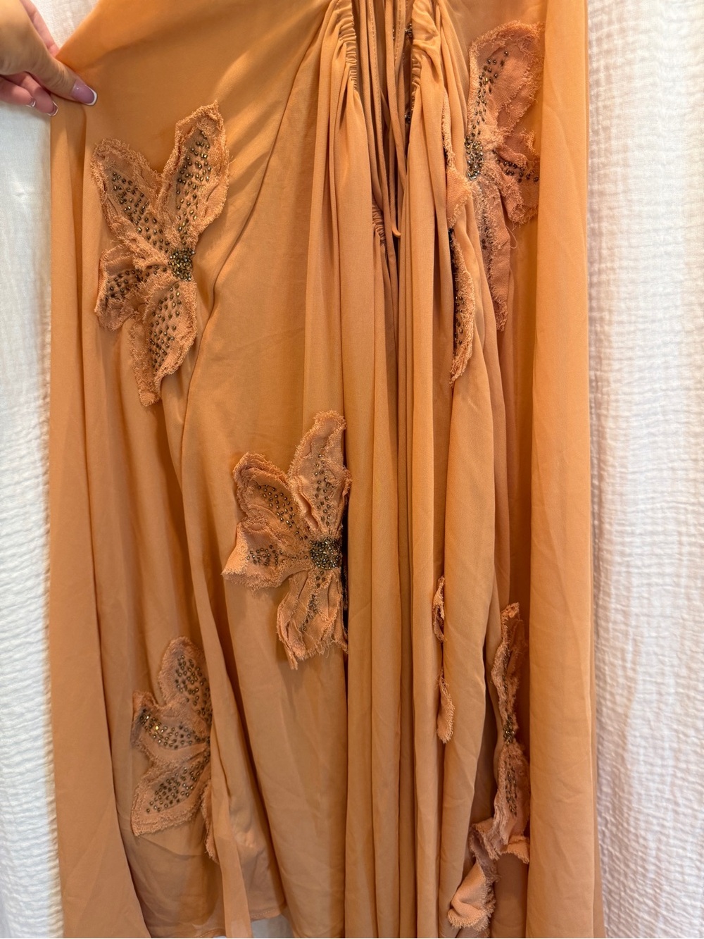 Free People Harlow Embellished Maxi Top High Low Dress - Orange - Size XL - Picture 10 of 13